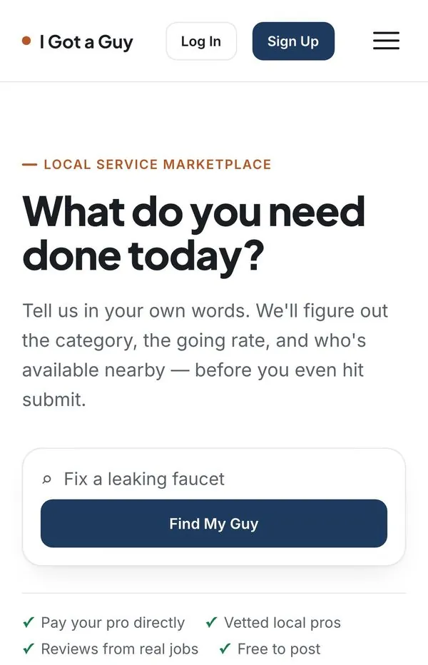 The I Got a Guy website on a phone