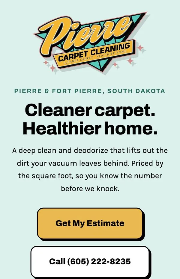 The Pierre Carpet Cleaning website on a phone